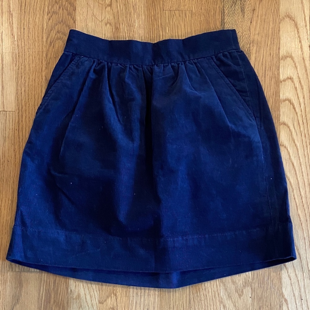 Navy Blue Corduroy A-Line Skirt